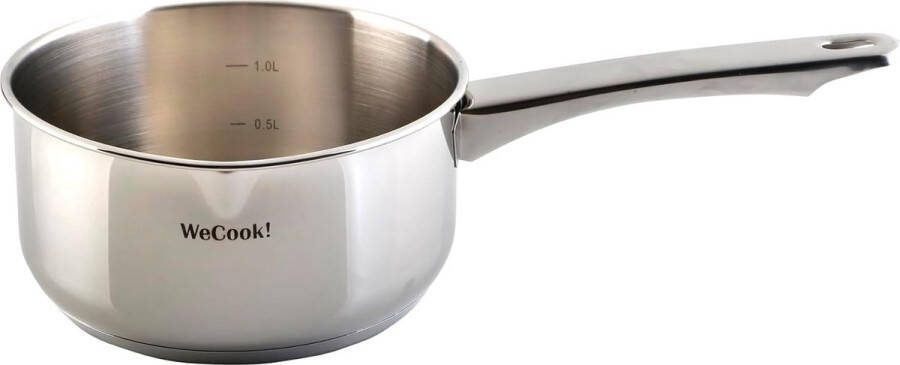 Steelpan roestvrij staal geschikt voor alle warmtebronnen praktische maatschaal boter- saus- en melkpan met schenktuit kookpan inductie Ø 16 cm 1 5 liter