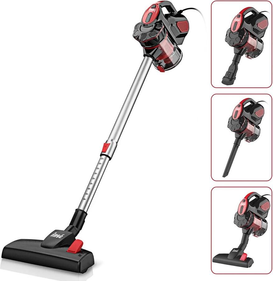 Steelstofzuiger met snoer Stofzuiger Handstofzuiger Vacuum cleaner 2 in 1 borstel 600W Voor elk oppervlak Lichtgewicht 7 meter snoer