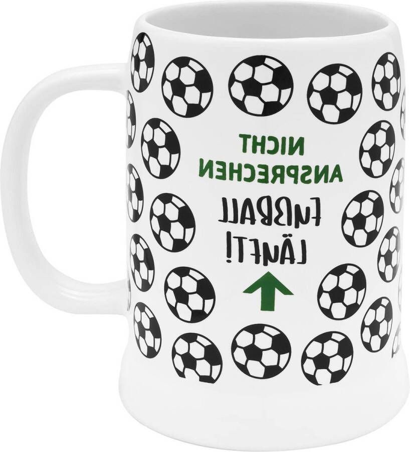 Steengoed bierpul met voetbalmotief 60 cl geschenkdoos 48225