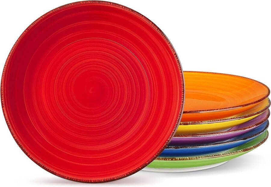 Steengoed dinerbord dinerbordenset voor 6 personen Ø 21 5 cm bordenset servies voor vaatwasser en magnetron pastabord ontbijtbord taartbord warme kleur