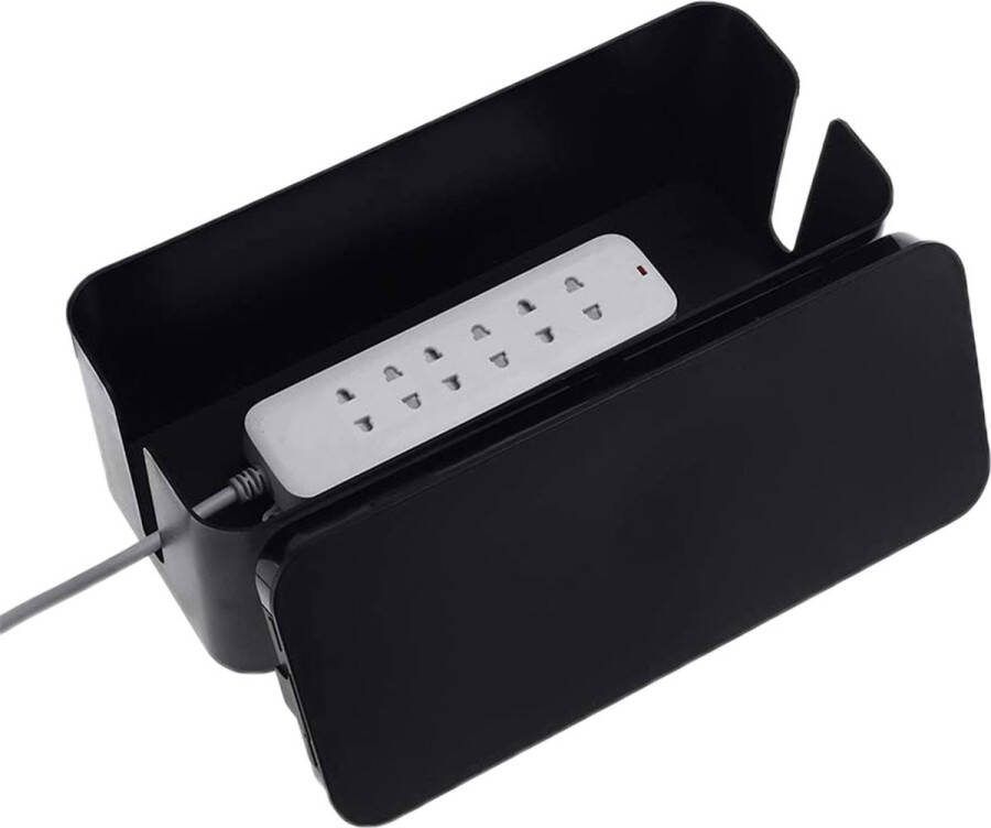 Stekkerdoos XL 40.8 x 15.5 x 13.5 CM Stekker Opbergdoos Stekker Organizer Anti Stof Stekkerdoos Stekkers Opbergen Kabelmanagement Woning Zwart