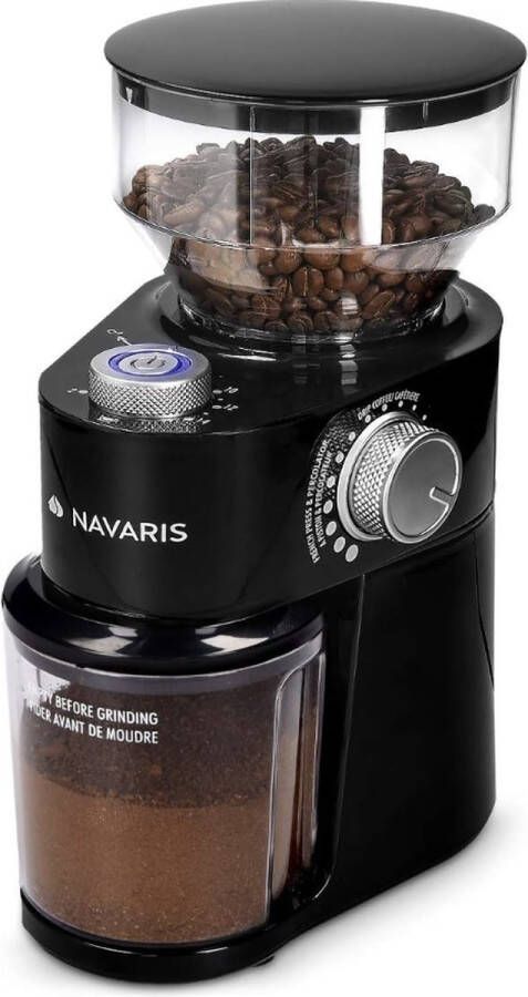 Stellar Coffee Grinder Koffie Maler Elektrische Koffiemolen Van Roestvrij Staal 200 W Professionele Molen voor 14 Kopjes Bonenmaler met 18 Maalgraden Zwart Koffiemolen van roestvrij staal