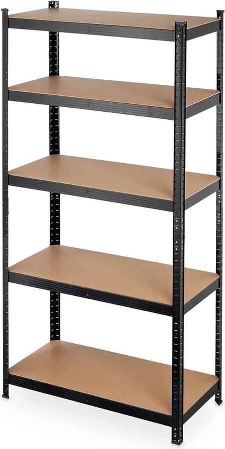 Stellingkast 5 etages in elkaar zetten draaglast 875 kg kelder garage 180x90x45 cm zwart Opbergrek