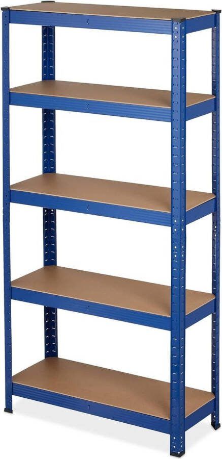 Stellingkast metaal HBD 150 x 75 x 30 cm draaglast 875 kg 5 etages steeksysteem kelder & garage blauw Opbergrek