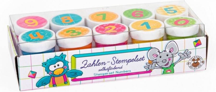 Stempelset nummers cijfers set van 10 stempeltjes