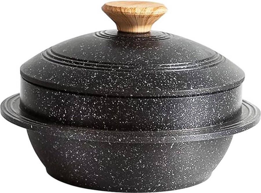 Stenen kom met deksel 20 cm Anti-aanbak Bibimbap Dolsot gegoten aluminium ovenschotel soeppot Zwart-Koreaanse-Korea