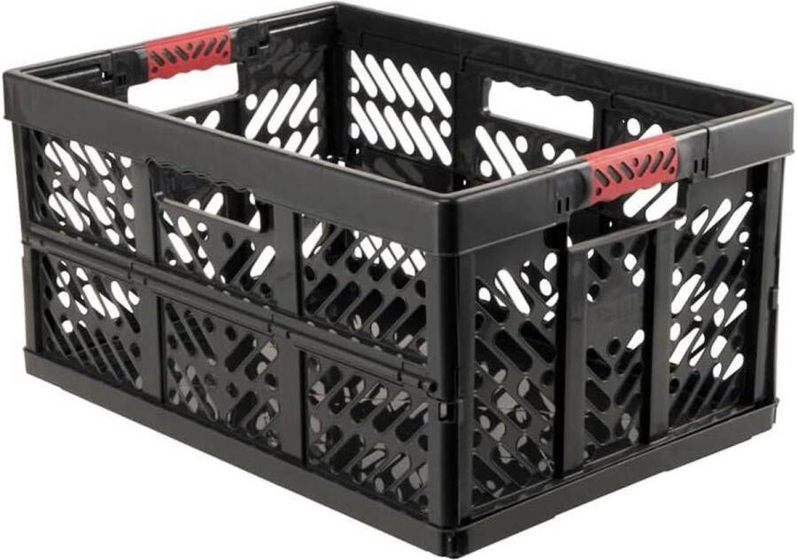 Stevig vouwkrat met soft-touch handgrepen 54 x 37 x 28 cm 45 l Ben grafietgrijs opvouwbare krat voor boodschappen Inklapbare box