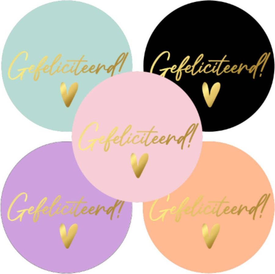 Sticker- Cadeausticker- Gefeliciteerd- 10 stuks- 50mm