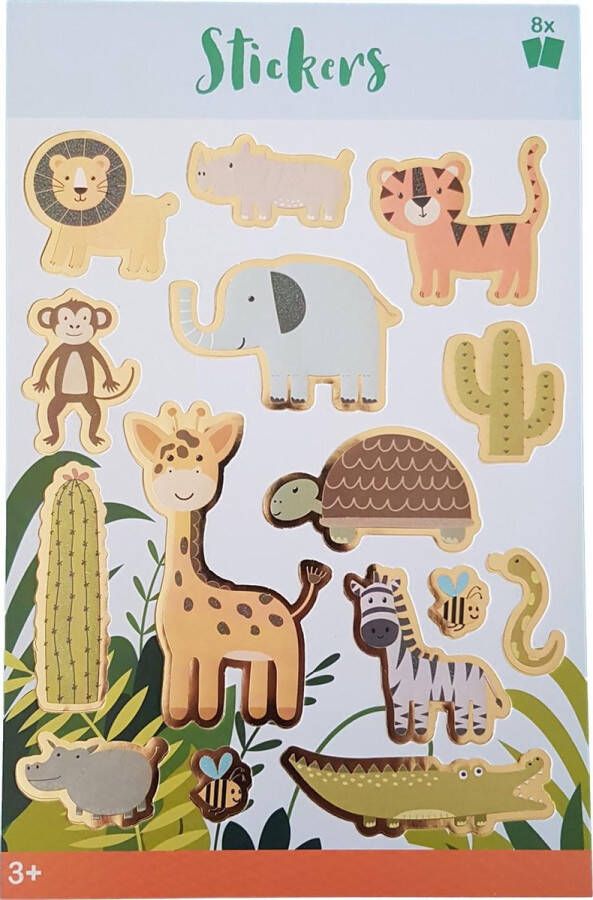 Stickerboek met glitters Safari