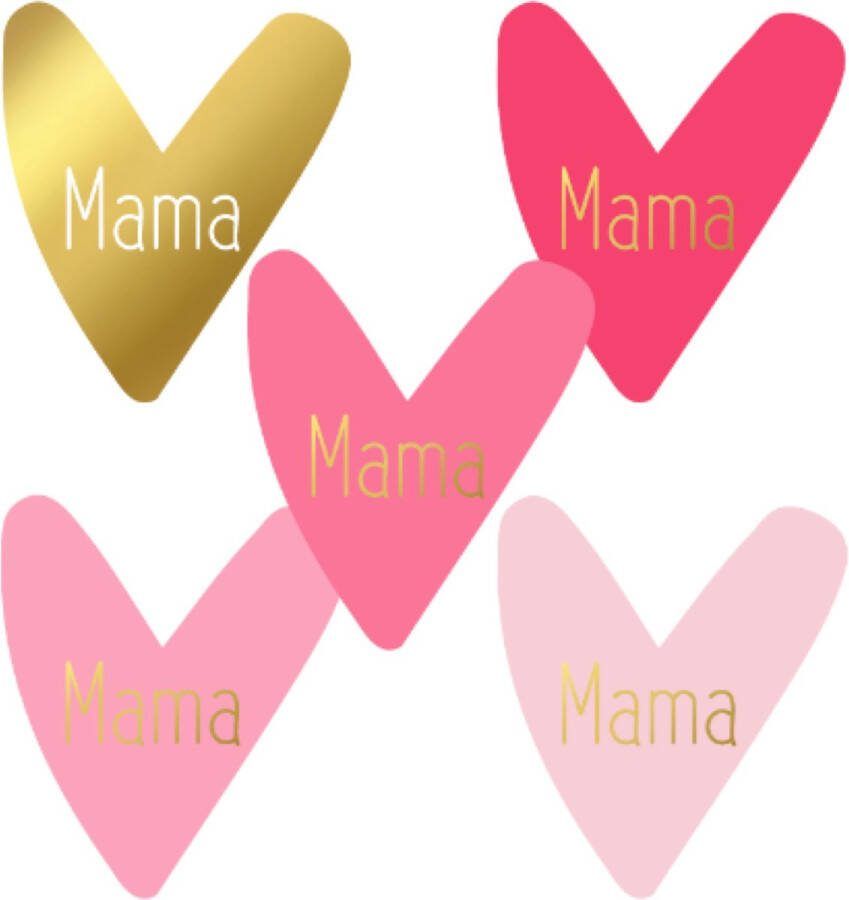 Stickers- Cadeaustickers- Hartje- Moederdag- Mama- 5 assorti