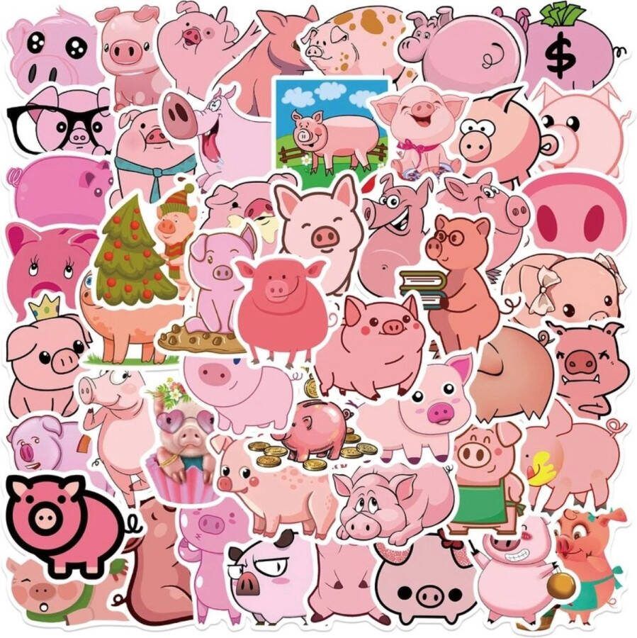 Stickers Varken Big Pig Roze Dieren Boerderijk Roze Laptop Kids