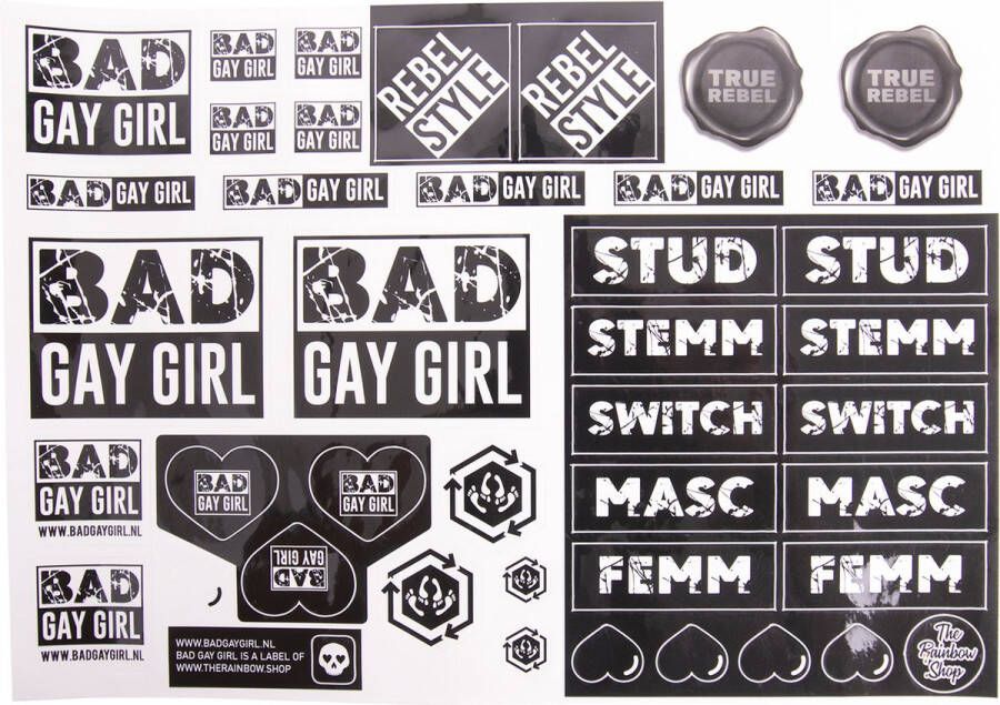 Stickervel A4 Bad Gay Girl Lesbian Lesbisch Switch Regenboog sticker