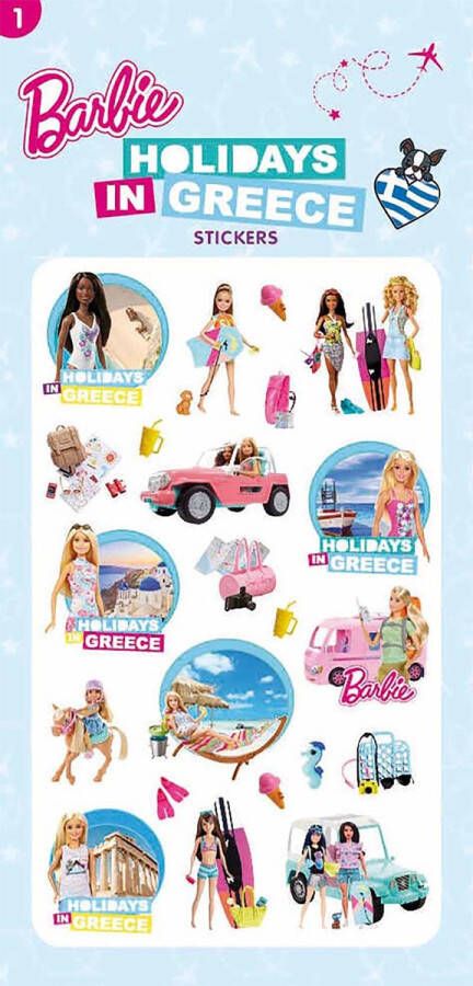 Stickervel Barbie vakantie Griekenland 22 stickers