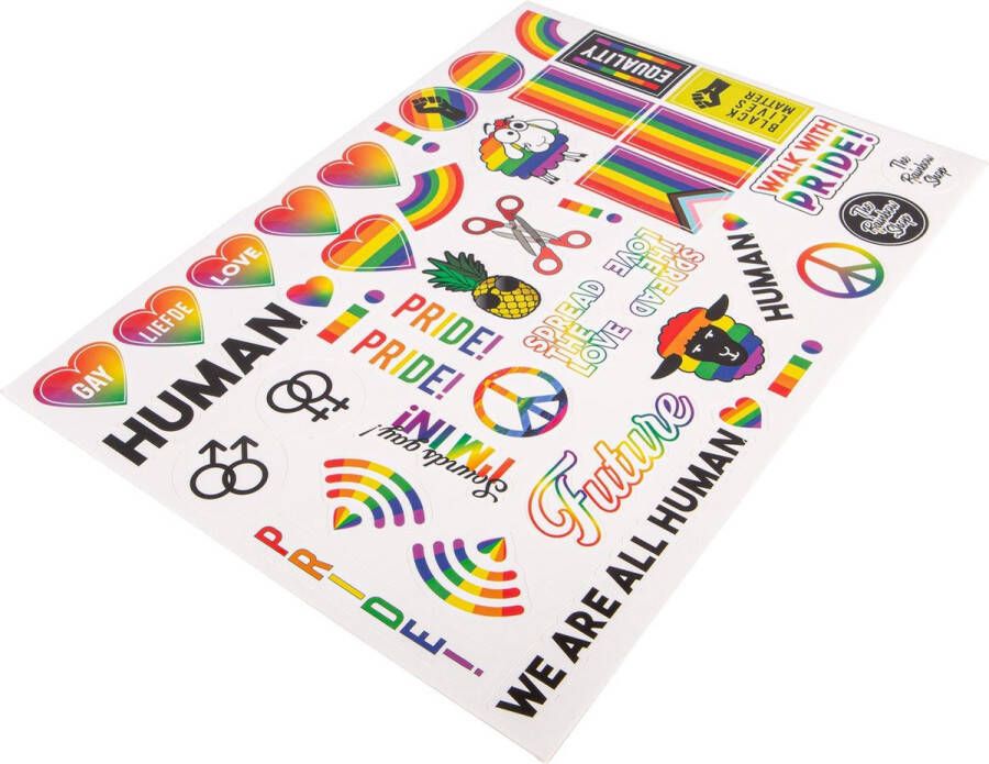 Stickervel Regenboog editie A4 LGBT Rainbow Human Progressie Gay Lesbisch Sticker