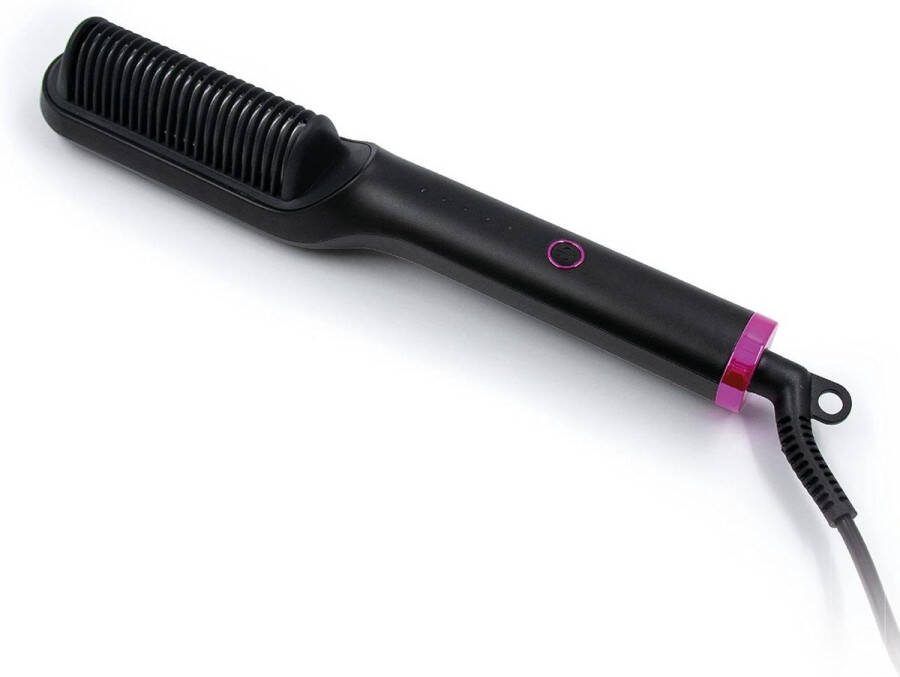 Stijlborstel met 5 temperatuurstanden ideaal voor alle haartypes automatische uitschakeling etui zwart-fuchsia