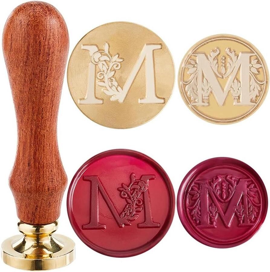 Stijlen Letter M Wax Seal Stempel Hoofd Initialen Vintage Retro Alfabet 25mm Verwijderbare Messing Hoofd Set met 1 Stks Hout Afdichting Stempel Handvat voor Bruiloft Enveloppen Uitnodiging Kopen CRASPIRE