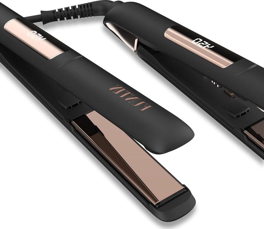 Stijltang 100% puur aluminium titanium voor krullen ion 25 cm (roségoud-zwart)