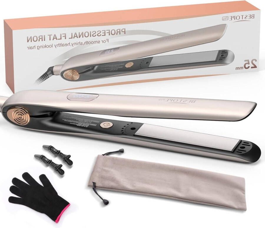 Stijltang 2-in-1 keramische coating temperatuurinstelling glanzend haar snel verwarmend
