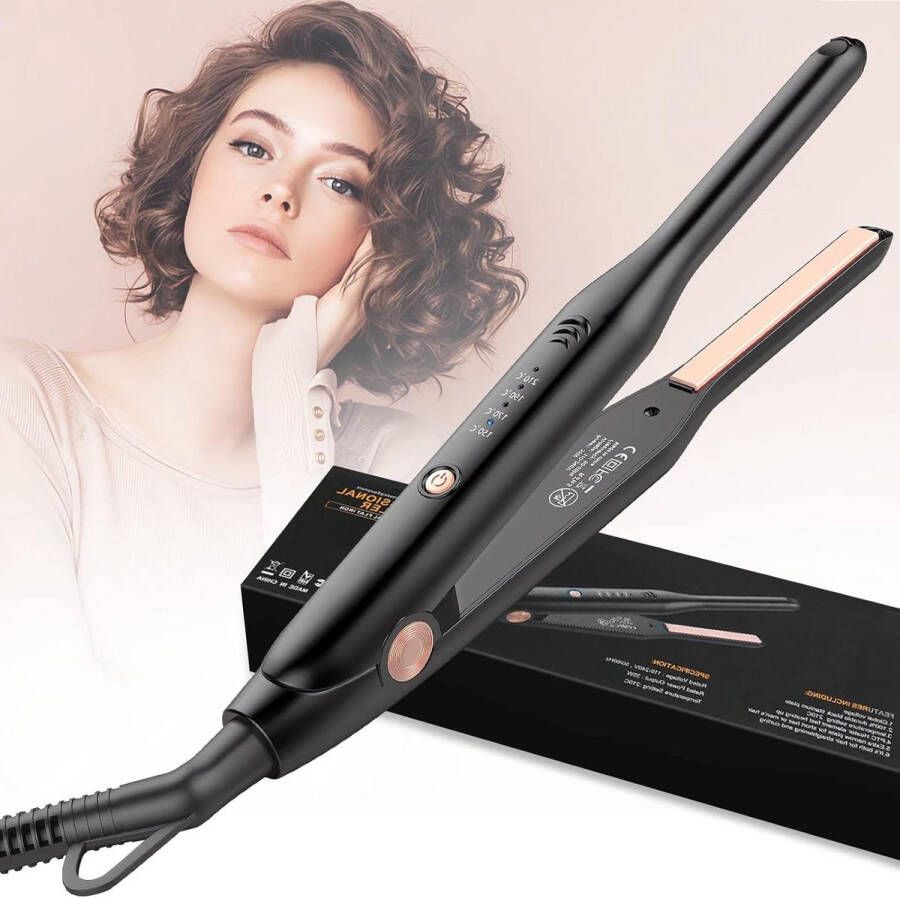 Stijltang 2-in-1 mini krultang PTC-verwarmingselement 150-210 °C smalle plaat professionele haarbescherming kort haar mannenhaar
