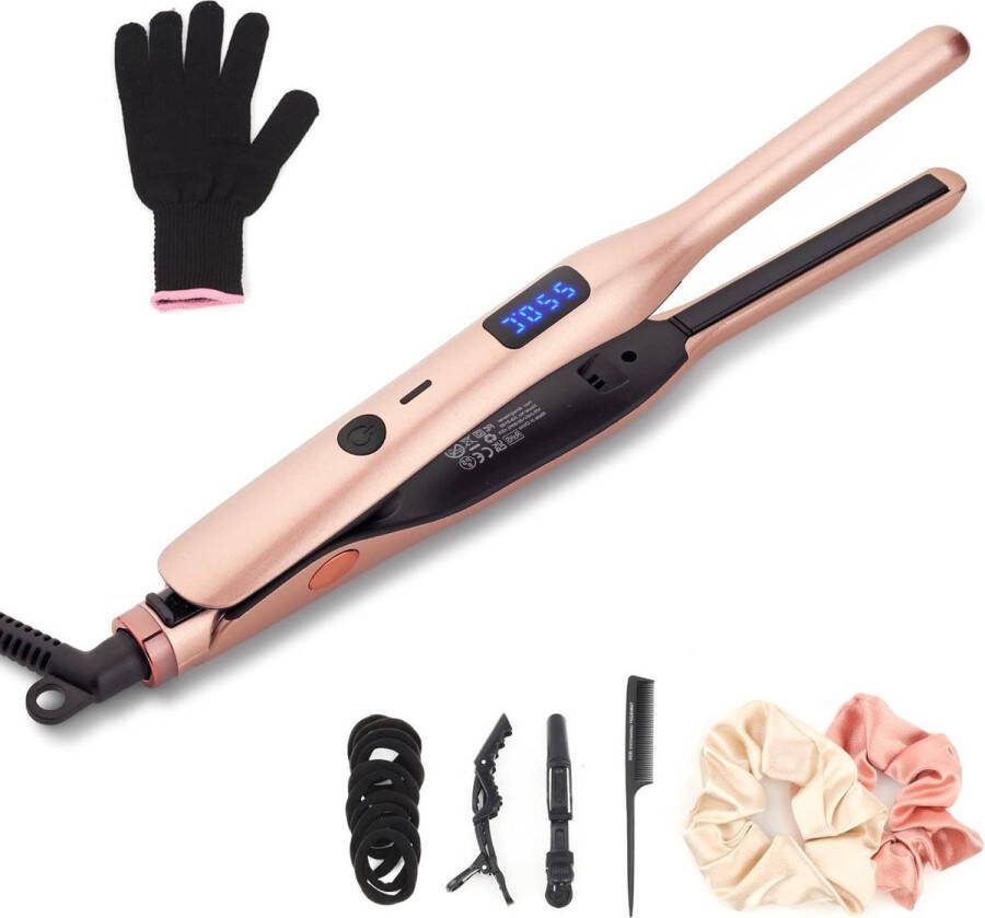 Stijltang en krultang 2-in-1 met keramische coating LCD display voor lang haar kort haar en baarden dubbele spanning