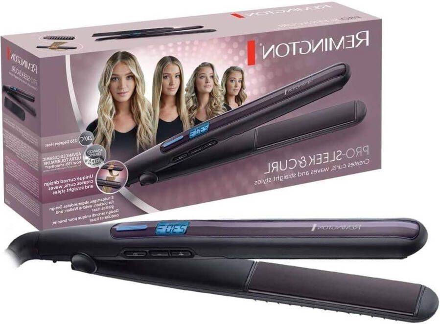 Stijltang Sleek & Curl Haar Krullen Steilen Krullen Afgeronde platen 2-in-1-stijltang S6505