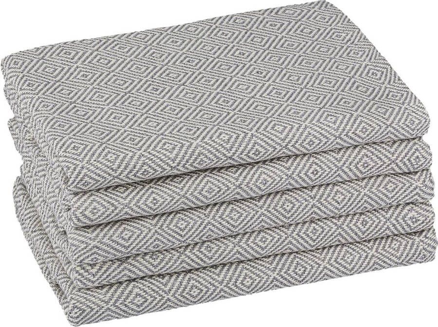 Stijlvolle en Functionele Keukenhanddoeken Set van 5 in Grijs 40 x 70 cm