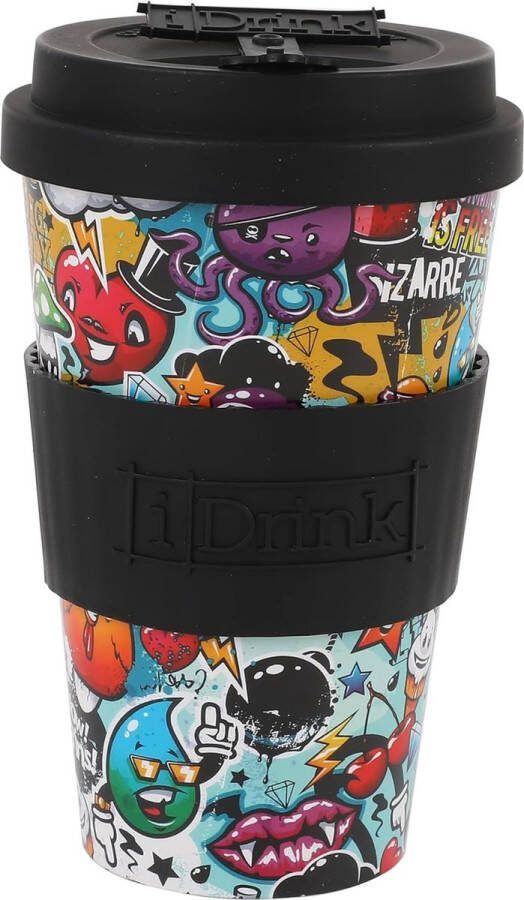 Stijlvolle Herbruikbare Koffiebeker van Gerecycled Plastic met Siliconen Sluiting 435 ml