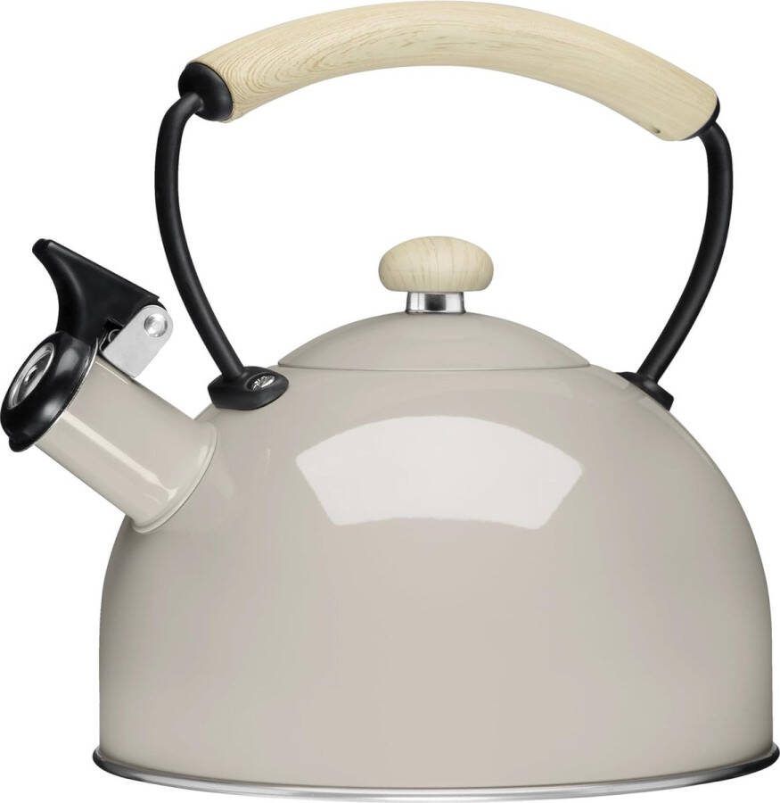 Stijlvolle Roestvrijstalen Fluitketel voor Alle Warmtebronnen – 2.3 L Beige