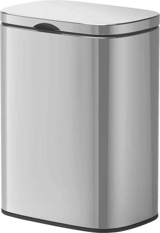 Stijlvolle wandafvalemmer voor de badkamer Easy-Close mechanisme en geen boren nodig Glanzend roestvrij staal 21 5 x 29 5 x 19 cm Grijs