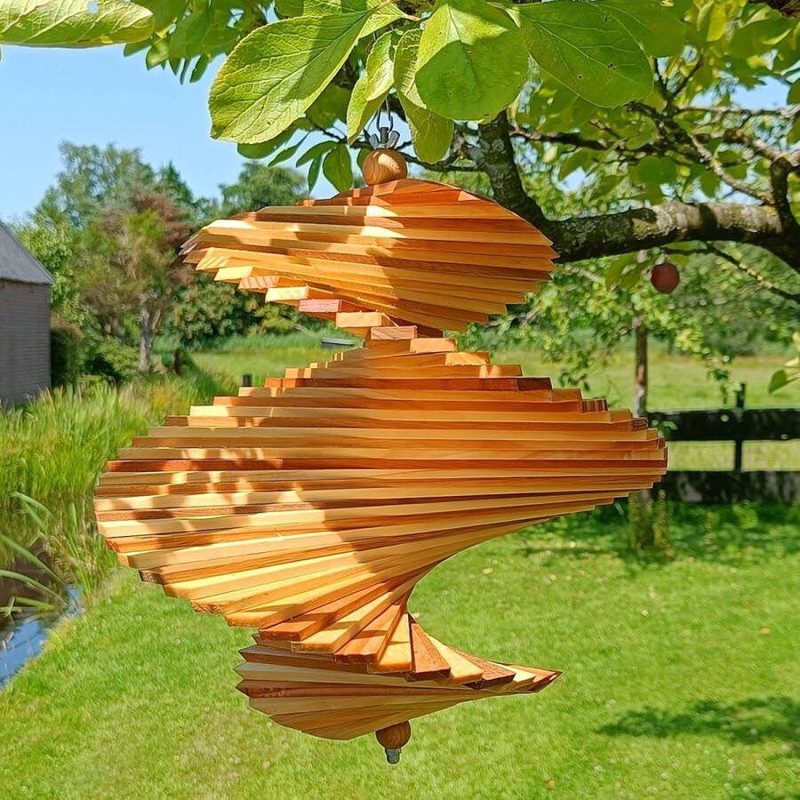 Stille windspinner voor de tuin – Wetterfeste Spirale van geöltem Holz Bezaubernder windspinner (35 cm hoogte 29 cm dia.)