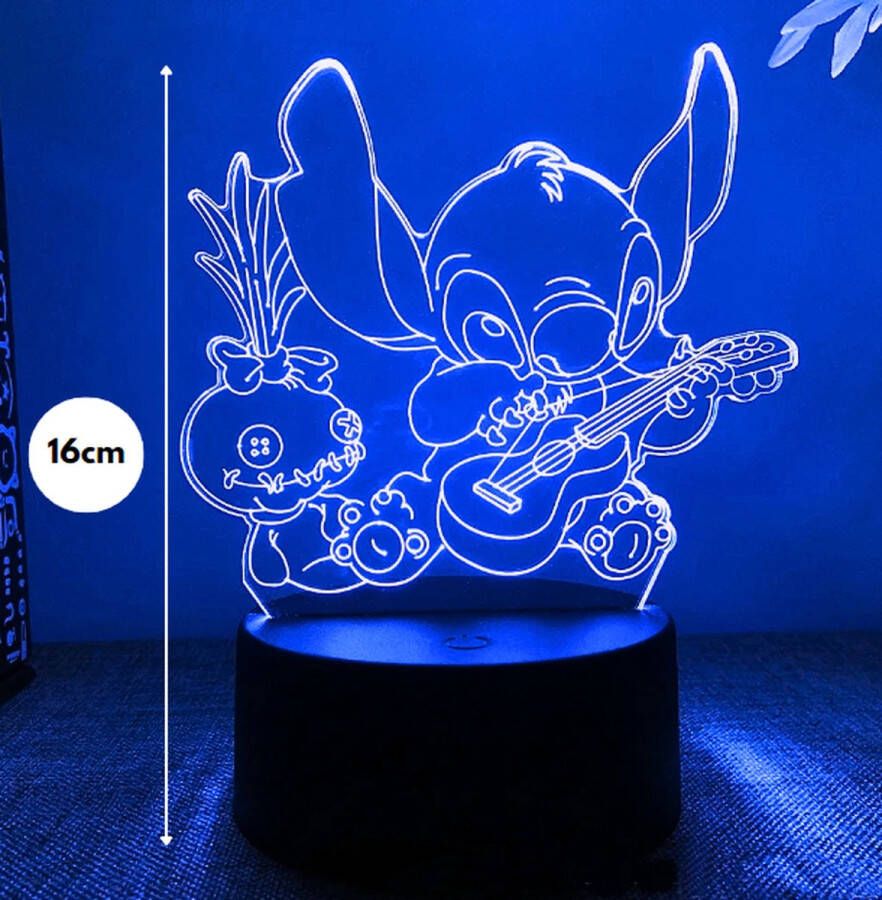 Stitch lamp met gitaar Nachtlampje kinderen Kinderlampje Stitch 3D lamp LED tafellamp
