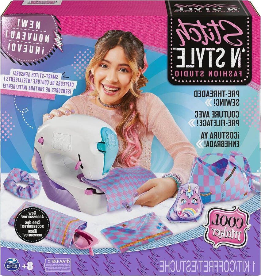 Stitch N Style Fashion Studio speelgoednaaimachine garen stofjes en watertransferprints knutselspeelgoed