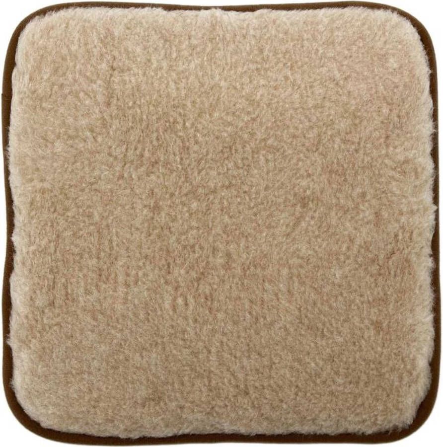 Stoelkussen Schapenvacht Zitkussen Lamswol 40 x 40 cm Beige Wit