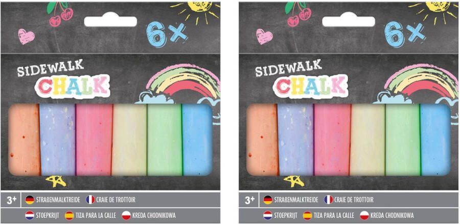 Stoepkrijt 12 stuks multi kleuren L14 cm Buiten speelgoed