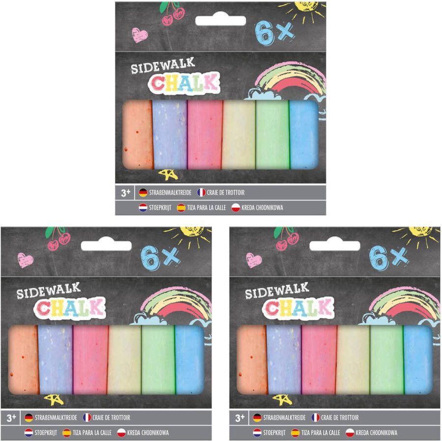 Stoepkrijt 18 stuks multi kleuren L14 cm Buiten speelgoed