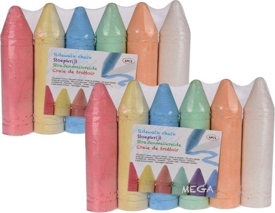 Stoepkrijt kleurenmix van 12x stuks XL mega formaat 19 5 cm creatief buitenspeelgoed