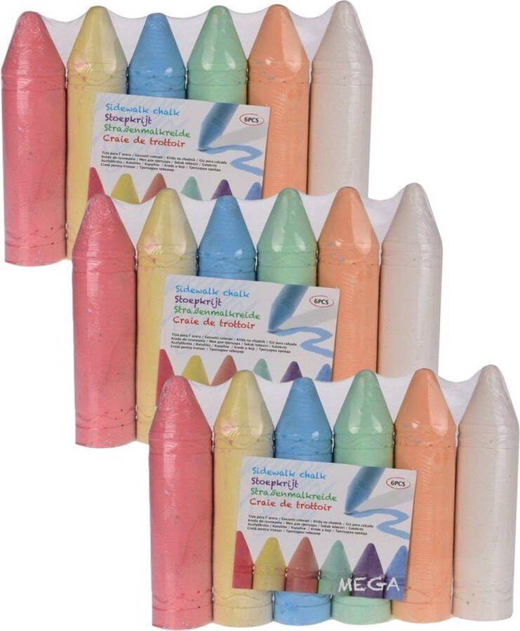 Stoepkrijt kleurenmix van 18x stuks XL mega formaat 19 5 cm creatief buitenspeelgoed