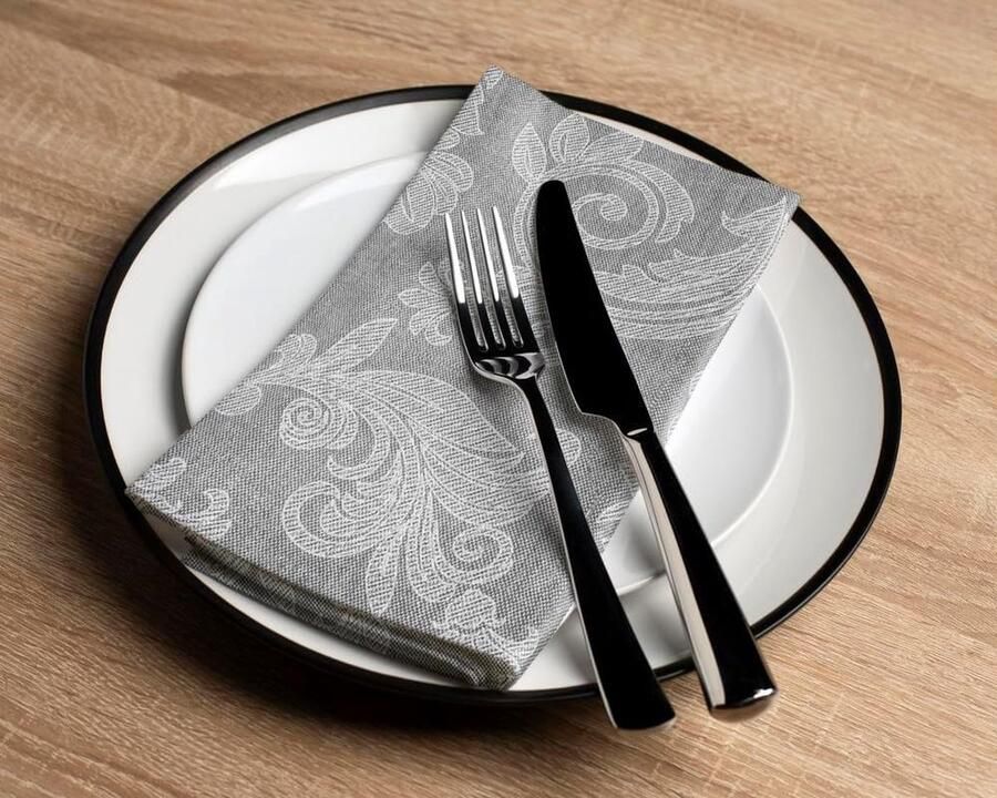 Stoffen servetten van katoen set van 6 afmetingen 45 x 45 cm grijze bloemenprint wasbaar en herbruikbaar perfect voor feestjes feestdagen familiediners
