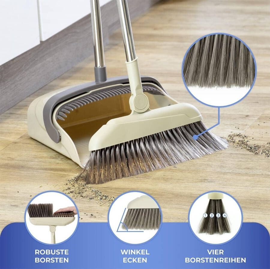 Stoffer en blik met lange steel Grondige veegwisser Telescoopsteel Magnetische bevestiging 180° draaibare bezem met steel Veegorganizer Grote veegplaat Stoffer en blik met lange steel