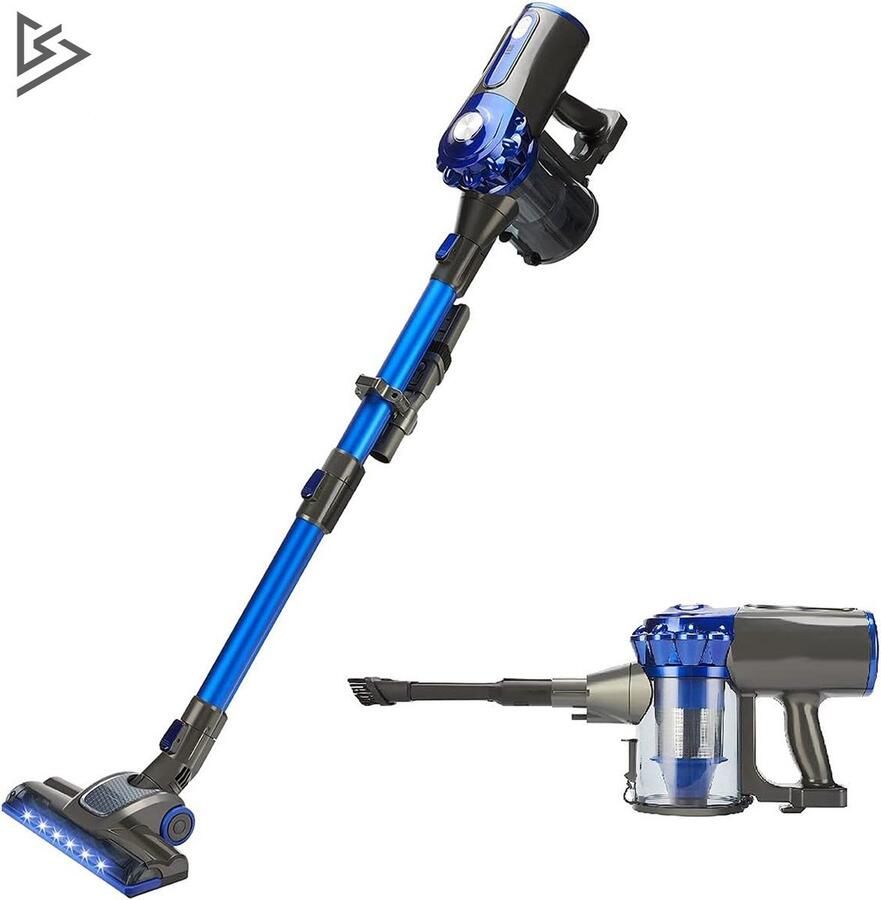 Stofzuiger Zonder Zak Steelstofzuiger Draadloos Steelstofzuigers Stofzuigers Vacuum Cleaner Grijs met Blauw
