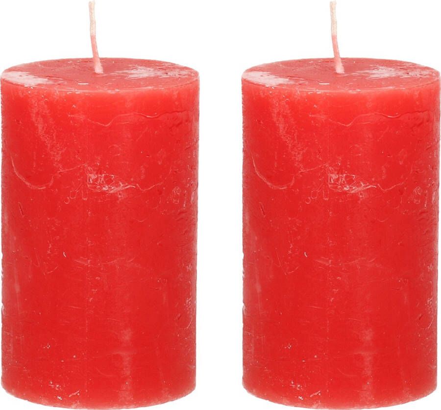 Merkloos Stompkaars cilinderkaars 2x rood 5 x 8 cm klein rustiek model Stompkaarsen