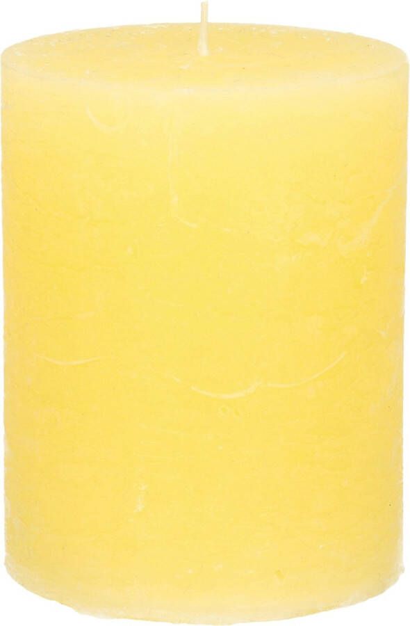 Stompkaars cilinderkaars geel 7 x 9 cm middel rustiek model