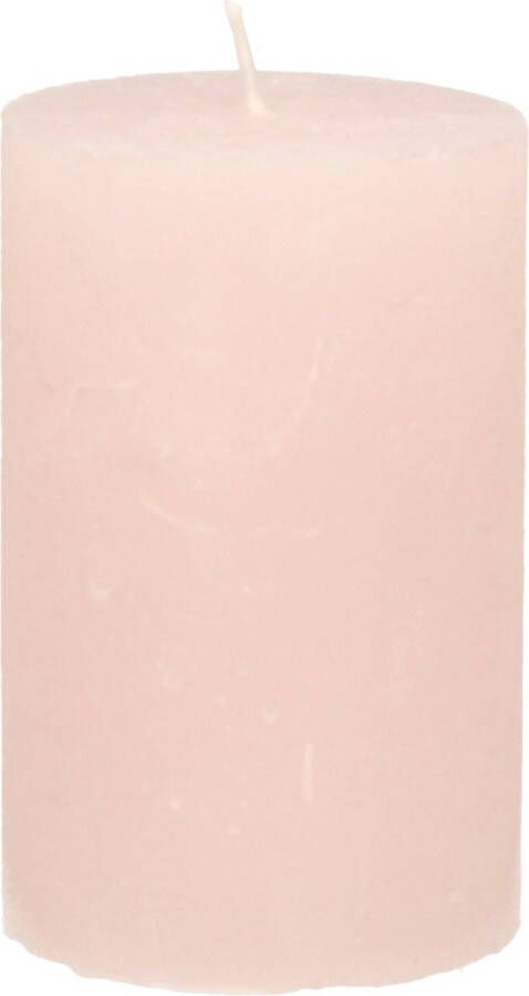 Merkloos Stompkaars cilinderkaars licht roze 5 x 8 cm klein rustiek model Stompkaarsen