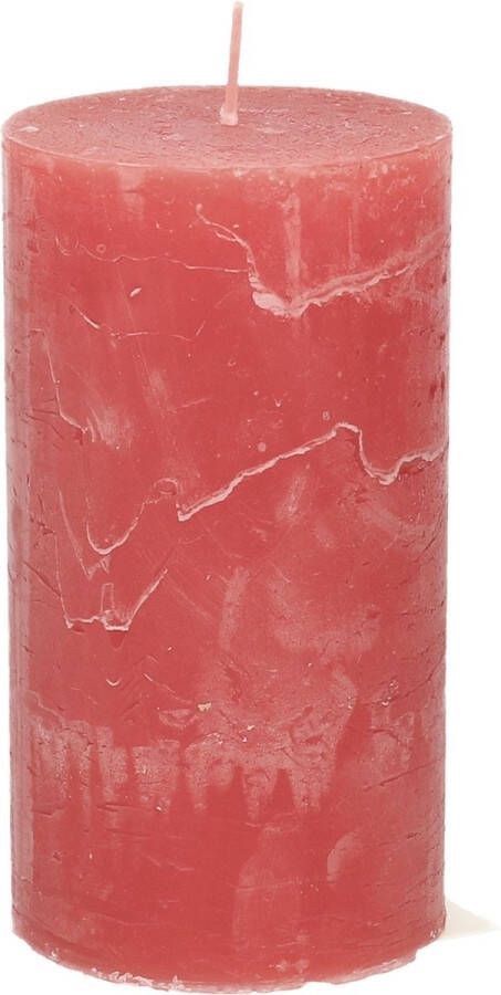 Stompkaars cilinderkaars rood 7 x 13 cm rustiek model