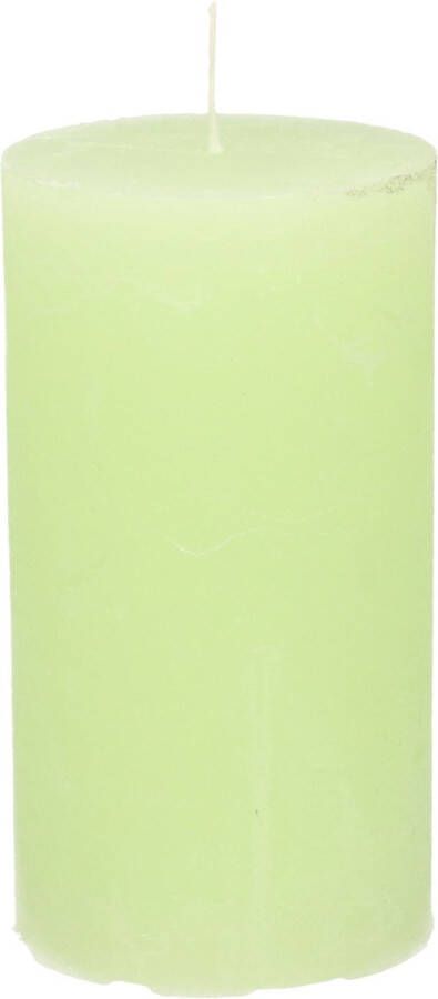 Merkloos Stompkaars cilinderkaars lime groen 7 x 13 cm rustiek model Stompkaarsen