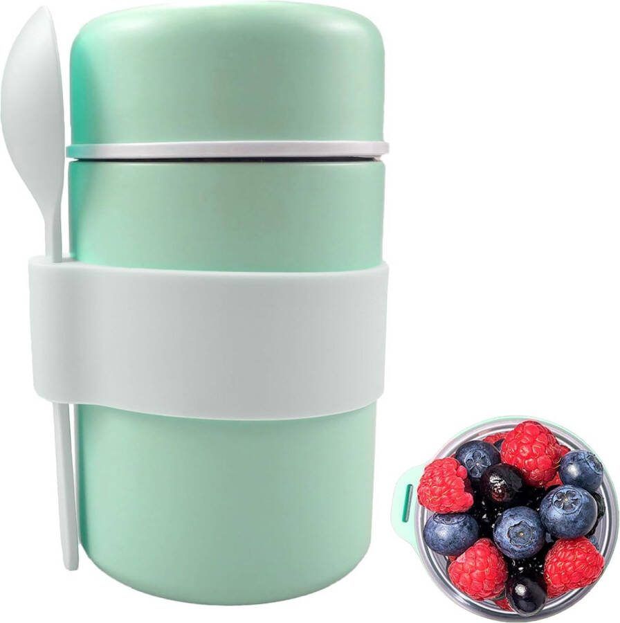 Stoofbeker roestvrij staal matcha groen 400ml thermische container voor voedsel met lepel voor voedselcontainers voedselvat voor soepen pap babypap warmhouddoos soepen en ijs
