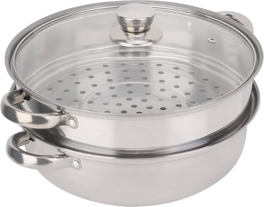 Stoomkoker diameter 27 cm 2-laagse stoompan kooktoestel met dubbele kooksoep stoompan voor het openen van de vlam inductiekookverwarming (27 cm)