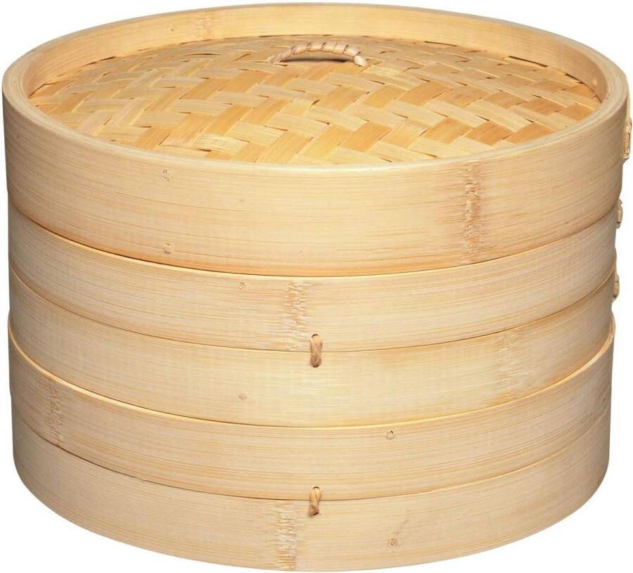 Stoommand 2 Lagen 255 x 255 x 16 cm Bamboe Beige bamboo steamer