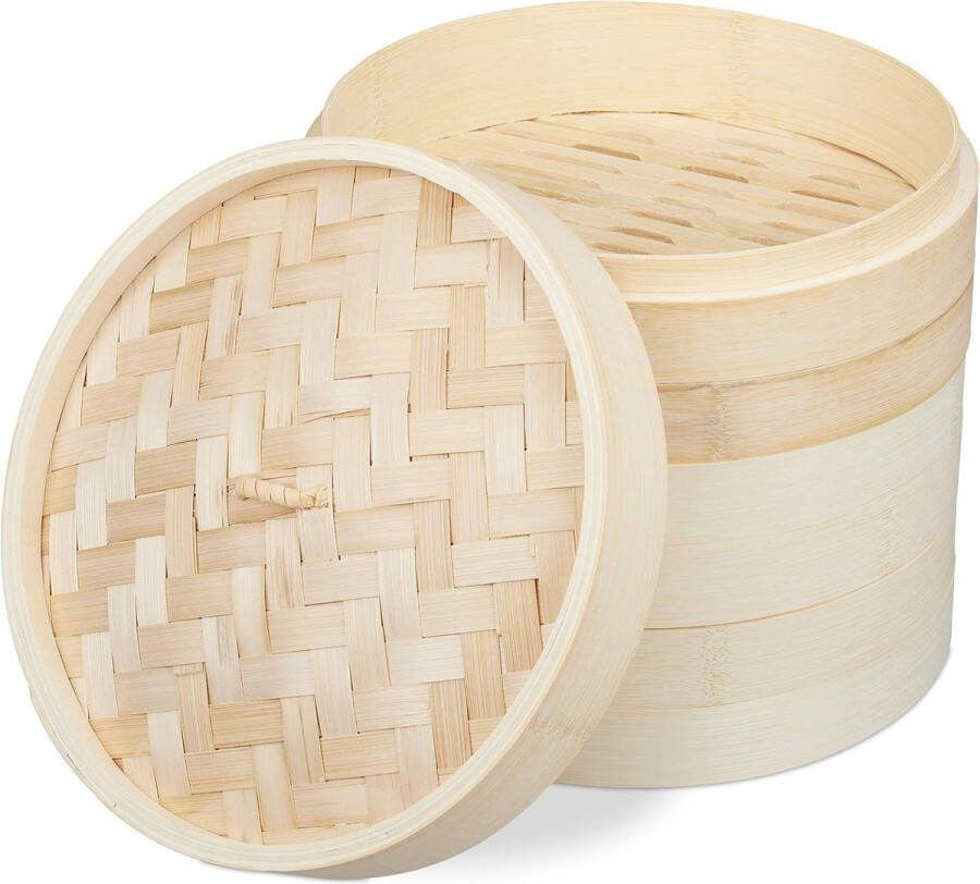 Stoommandje voor Aziatische groentestomer met 3 lagen en Ø 24 cm ideaal voor rijst dim sum en vis