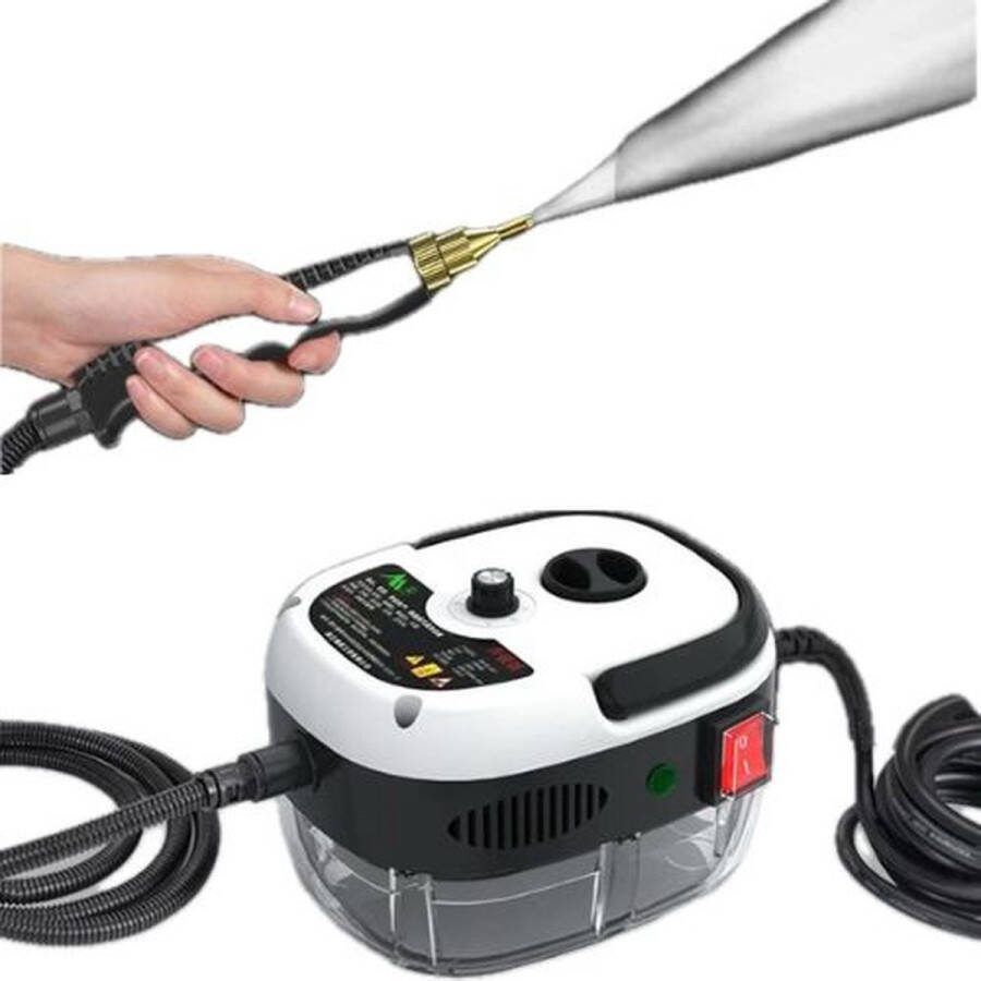 Stoomreiniger Tapijtreiniger Handstomer 3 Bar 19 x 15 x 13 CM 2500 Watt Verschillende Borsteltjes Zwart Wit